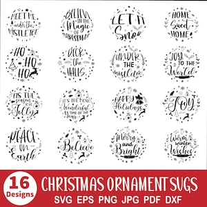 Christmas ornament svg bundle, Christmas svg, Merry Christmas svg, Believe svg, Christmas cut file, Christmas scene svg, Round ornament svg
