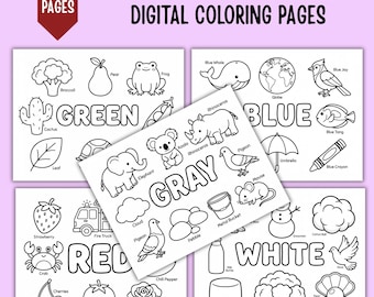 Preschool Color of the Week Coloring Pages, Color Recognition Worksheets, Toddler Learning Activities, Homeschool Printable Pages
