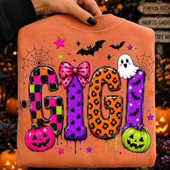 Halloween Gigi PNG, Gigi PNG, Spooky Gigi Shirt Design, Halloween Grandma PNG, Gigi Pumkin Shirt, Grandma Sublimation, Digital Download