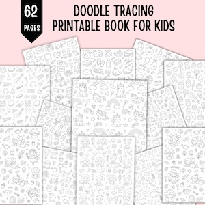 Doodle Tracing Book for Kids Printable PDF, Preschool Tracing Worksheets, Fine Motor Activity, Pre K Learning Workbook, Digital Download