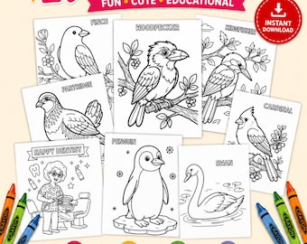 鳥のデザインぬりえ、鳥のぬりえページ、印刷可能な鳥の幼児向けアクティビティ、鳥の識別ぬりえページ、動物のぬりえページ