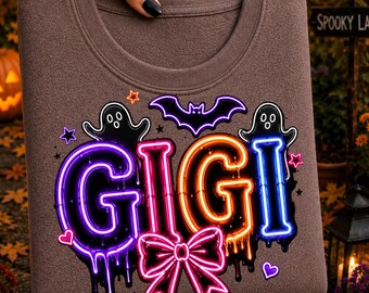 Halloween Gigi PNG, Gigi PNG, Spooky Gigi Shirt Design, Halloween Grandma PNG, ,Neon Halloween Grandma Sublimation, Digital Download