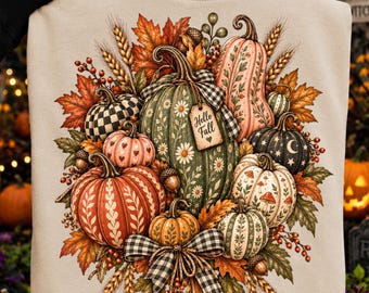 Camiseta de calabaza de otoño PNG, diseño de calabaza de otoño, gráfico de camiseta de Acción de Gracias, PNG de cosecha de otoño vintage, sublimación de calabaza retro