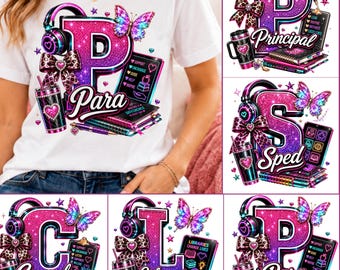 06 Teacher Shirt Png, Principal Shirt PNG, Counselor Shirt Design, Para Educator PNG, Librarian Shirt, Sped Teacher Sublimation Design