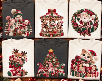 06 Faux Yarn Christmas Shirt PNG Bundle, Cozy Christmas PNG, Crochet Christmas PNG, Cute Holiday Shirt Png, Christmas Sublimation