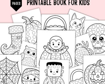 32 Halloween Dot Marker Coloring Pages, Halloween Do A Dot Pages for Kids, Spooky Dot Art Printable,  Coloring Activity Book