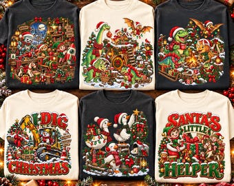 06 Boys Christmas Shirt PNG Bundle, Kids Christmas Sublimation, Christmas Boy Shirt PNG, Dinosaur Christmas PNG, Holiday Kids Shirt Designs