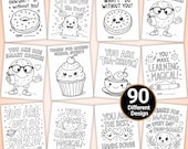 90 Teacher Appreciation Coloring Cards Bundle | Classroom Activity Printable | End of Year Thank You Teacher Gift | Instant Download