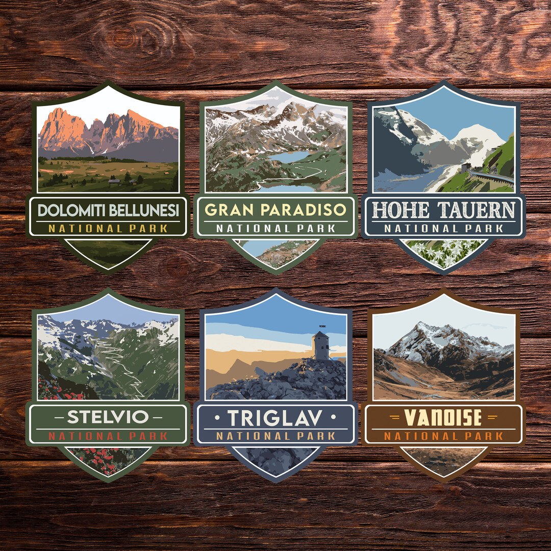 ALPINE Nationalpark Sticker Pack BUNDLE DEAL 6x E.U. Adventure Travel ...