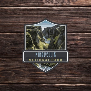 Adesivo del Parco Nazionale di Thingvellir (Þingvellir) (Islanda) [EU] - Collezione di adesivi per viaggi avventurosi / Europa