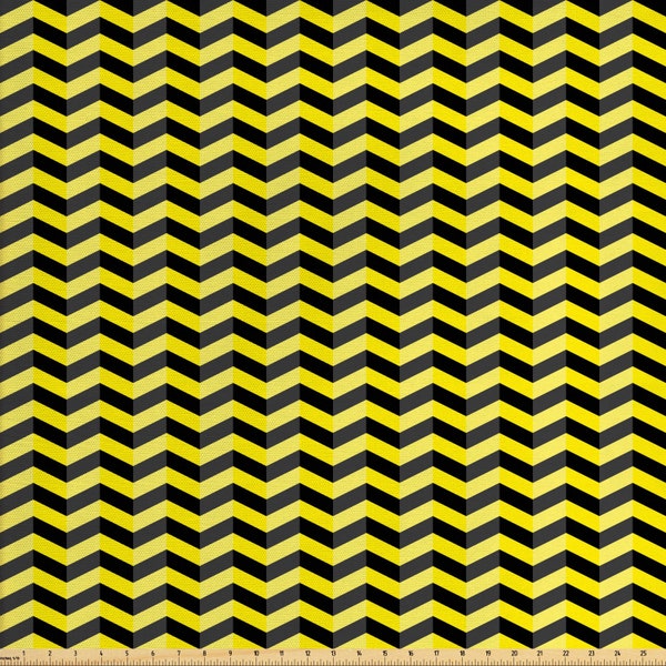 Yellow Chevron Stoff als Meterware Black and Yellow Chevron Pattern Danger Hazard Warning Sign Stripes Zigzag Black Yellow