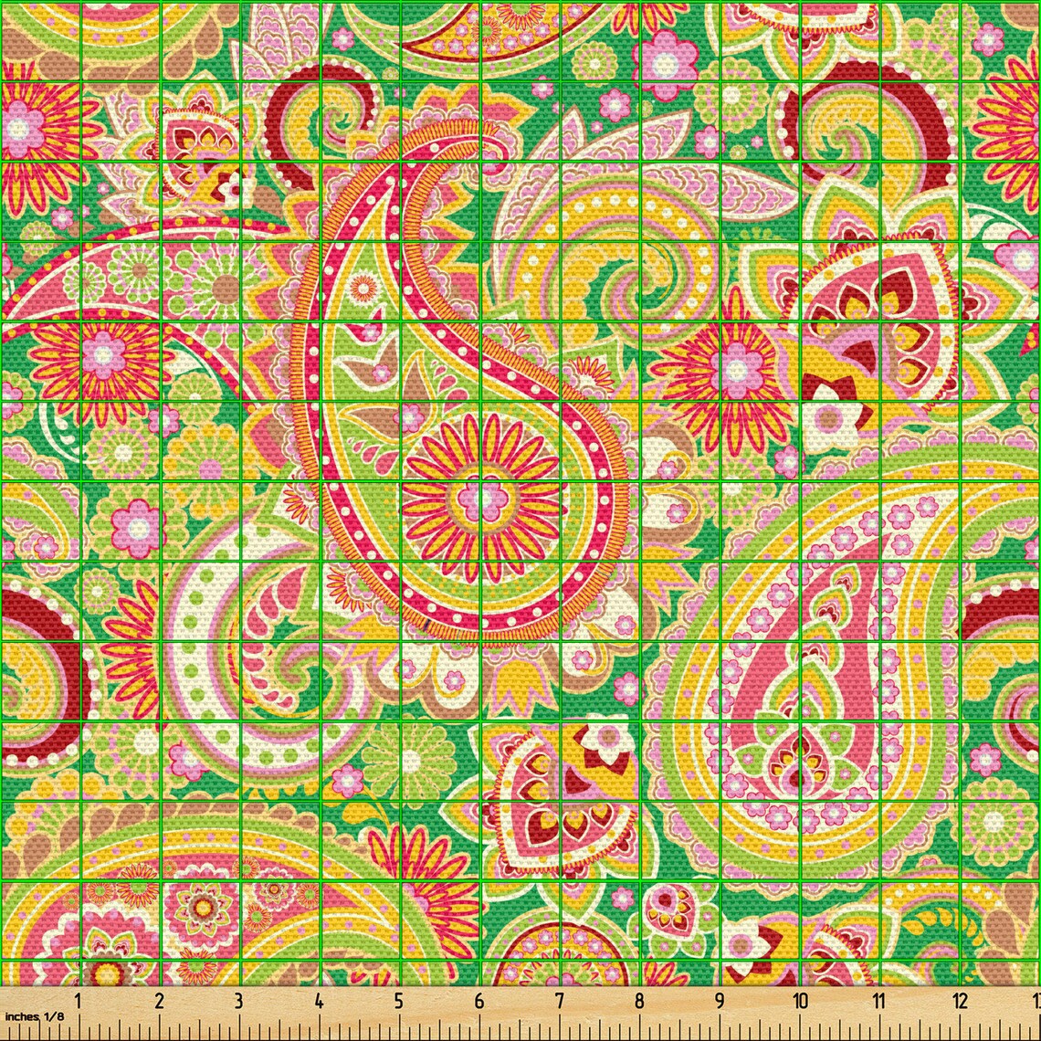 ABAKUHAUS Mandala Stoff Meterware - Diamant-Quadrat-Muster Für Bastelprojekte