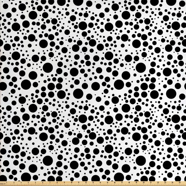 Abakuhaus Black and White Fabric by Meter Big and Small Dots Black Color Spots Graphic Simplistic Bubbles Pattern Black White