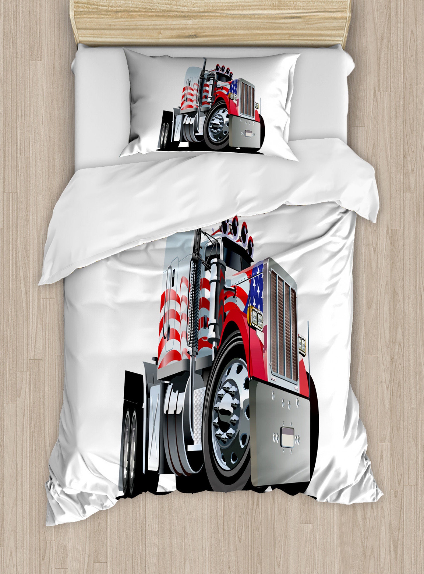 Truck Bedding Set American Flag Themed Semi 18 Wheeler Etsy UK
