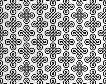 Tessuto irlandese Abakuhaus di Meter Motivi di nodi irlandesi vecchio stile in simmetrici. design regolare Tema della cultura europea in bianco e nero