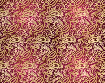 Tissu Damassé Jaune par Meter ßstlich-style oriental Dessiné à la main feuilles de paisley répétitives Motif Jaune