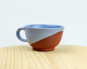 The Latte in Sky Blue. Wheel thrown pottery. Hand glazed on red stoneware clay.