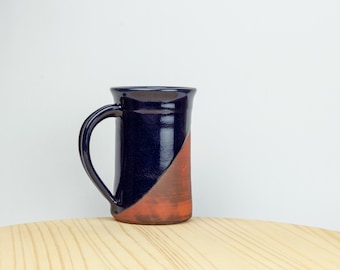 The All Day Mug in Midnight Blue. Wheel thrown pottery 16oz mug.