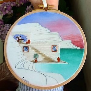 Embroidery, landscape of Greece