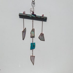 Stained Glass Suncatcher, Copper Patins, Pinks