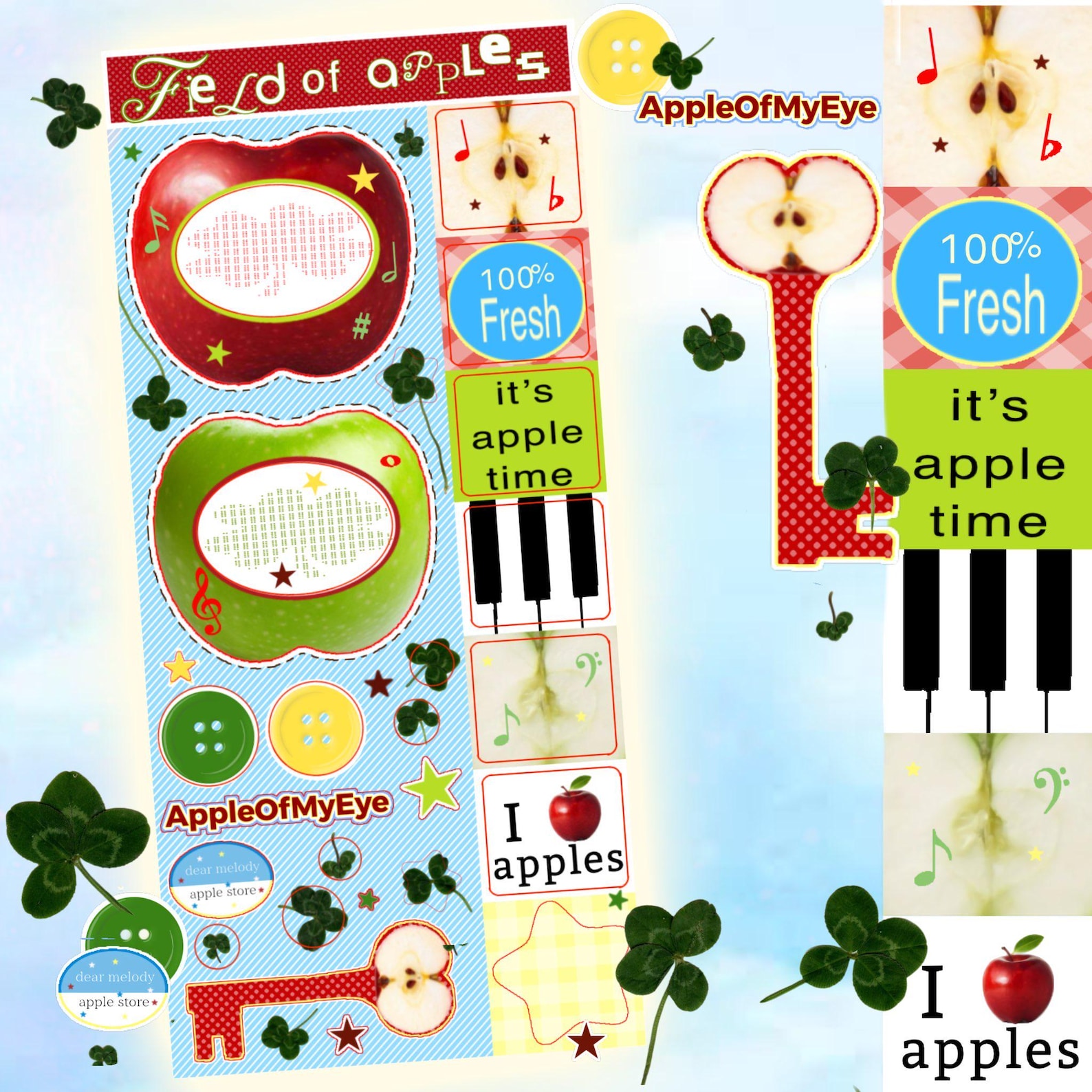 Field of Apples Sticker Sheet - Etsy