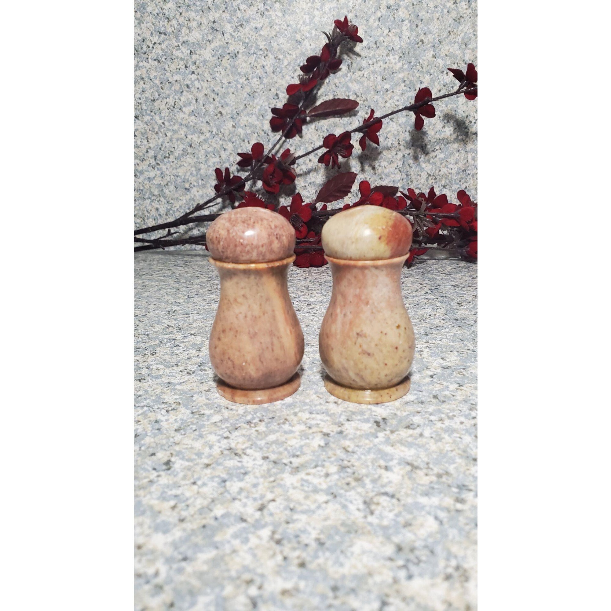Vintage Stone Salt & Pepper Shakers Etsy UK