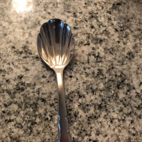 S. Kirk and Sons Sterling Silver Shell Shaped Sugar Spoon in Skylark Pattern