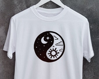 Sun And Moon Shirt, Yin Yang Shirt, Moon Boho Shirt, Mystical Shirt, Ying Yang Shirt, Zen Spiritual Buddhism, Positivity Shirt