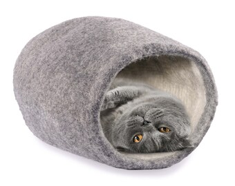 Katzenhöhle Filz Aumondo Filz Katzenhöhle Aus 100% Schafwolle – Handgefertigtes Katzenbett, Kuschelhöhle Oder Kissen | Grau Katzenhaus Indoor