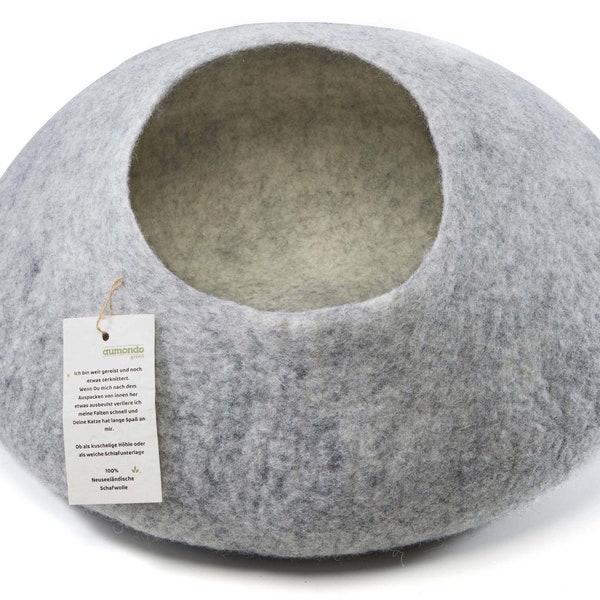 Cat cave made of felt Handmade for your cat Felt cave made of 100% natural wool, wool felt grey. Cat bed cat house