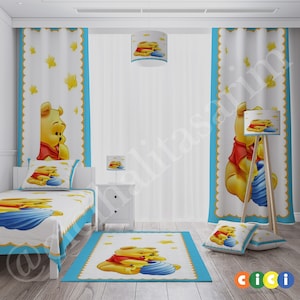 Winnie the Pooh Curtain, Kids Nursery Room Winnie Pooh Curtain, Babybou Curtain
