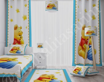 Winnie the Pooh Curtain, Kids Nursery Room Winnie Pooh Curtain, Babybou Curtain