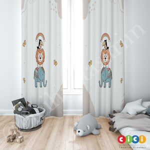 Lion Curtain, Elephant Curtain, Rainbow Curtain, Baby Boy and Girl Kids Room Curtain, Nursery Room Curtains, Window Curtain