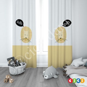Cute Lion Curtain, Baby Boy and Girl Kids Room Curtain, Nursery Room Curtains, Window Curtain, Childrens Room Curtain