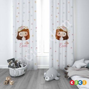 Personilzed curtain, Flower Girl curtain, Baby Girl Kids Room curtain, Nursery Room curtain, Childrens Room curtain,Window Curtain
