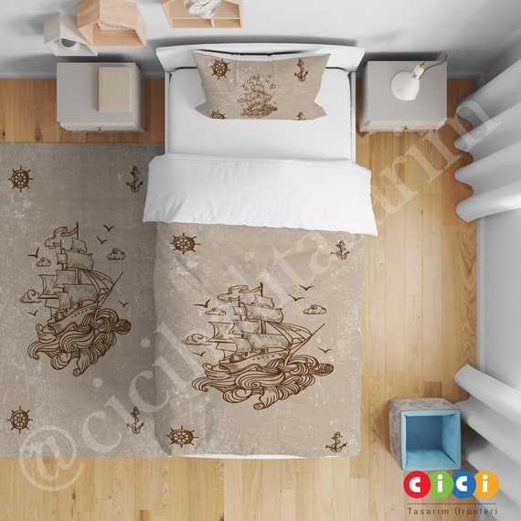 Pirate Sailor Baby Boy Kids Room Linens Set, Nursery Room Bedding