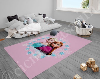 Tappeto Elsa, Tappeto Frozen, Tappeto Elsa Anna, Tappeto per la camera dei bambini per neonati e ragazze, Tappeto per la cameretta dei bambini