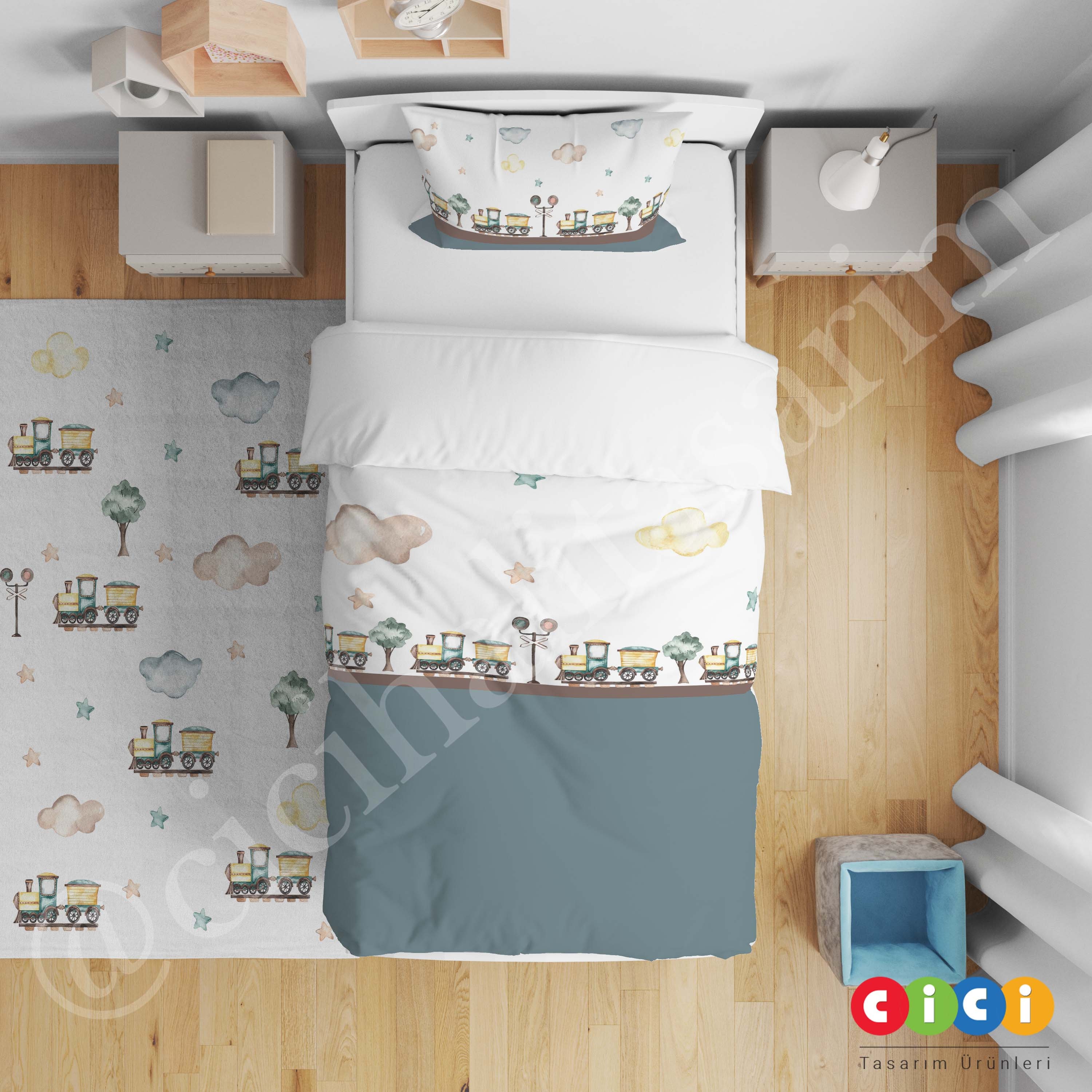 Children's train bedding sets sales