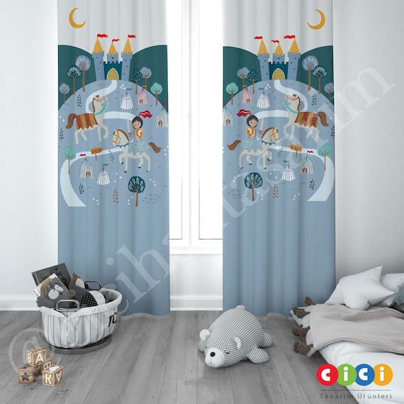 Burg Vorhang, Pferde Vorhang, Baby Jungen und Mädchen Kinderzimmer