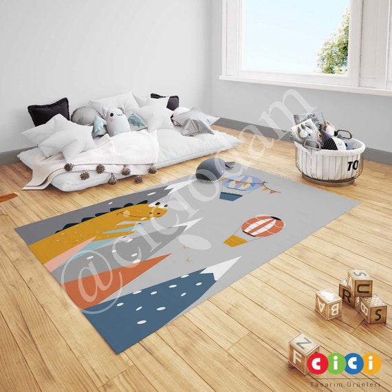 Dinosaur Rug, Hot Air Balloon Rug, Mountain Rug, Baby Boy and Girl