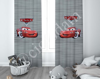 Lightning mcqueen Curtains, Cars Curtain, Baby Boy Kids Room Curtain, Nursery Room Curtains, Window Curtain, Childrens Room Curtain