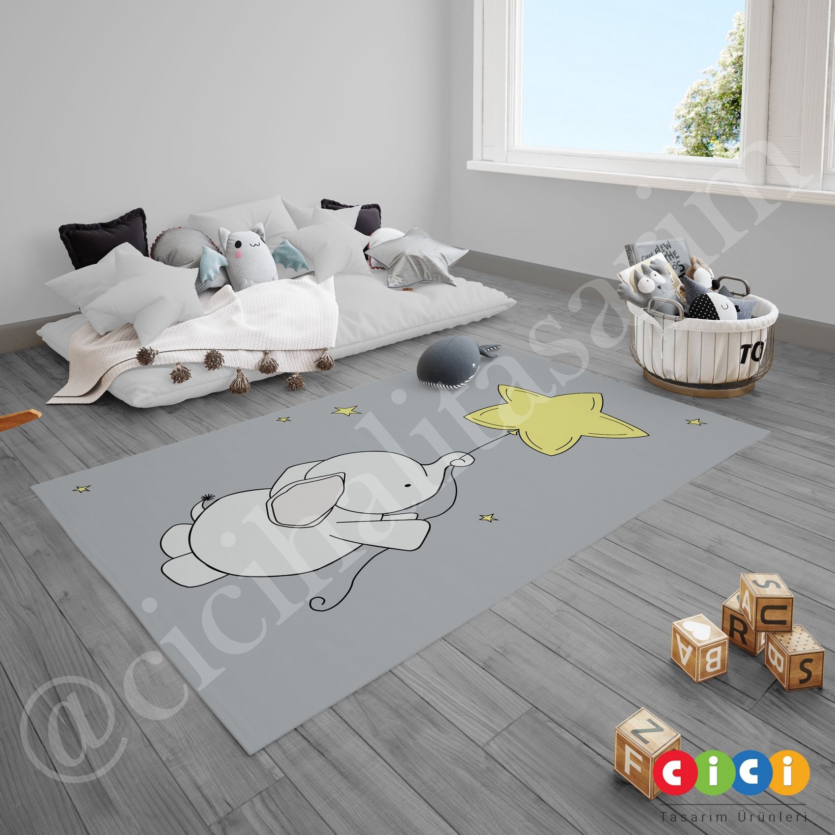 Elephant Stars Baby Boy and Girl Kids Room Rug Nursery Room Etsy