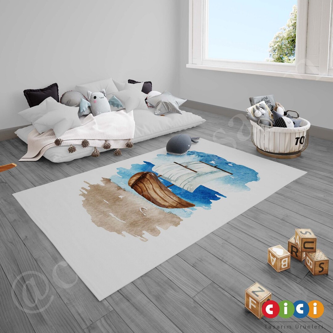 Sailor Rug, Lighthouse Rug, Baby Boy Kids Room Rug, Nursery Room Rug ...