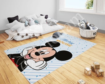 Mickey Mouse Carpet Rug, Baby Boy and Girl Kids Room Rug, Nursery Room Rug, Childrens Room Rug