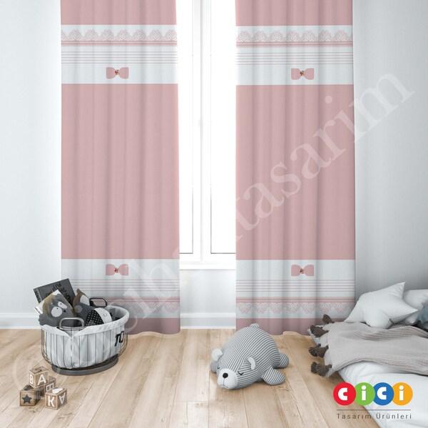 Baby Pink Bow Curtains Etsy