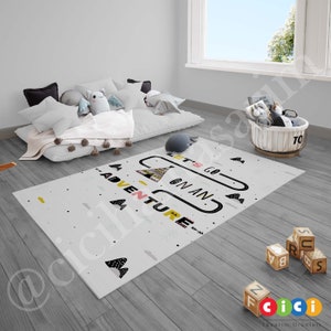 Adventure Rug, Baby Boy and Girl Kids Room Rug, Nursery Room Rug,  Childrens Room Rug
