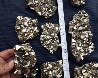 9 pieces PYRAMID Shaped Crystals! AAA Tetrahedron PYRITE Crystal Cluster Peru