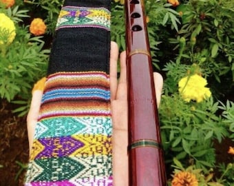 American Native Style Flute Tuned Sol with Hand Embroidered Case/Bag (Sol)