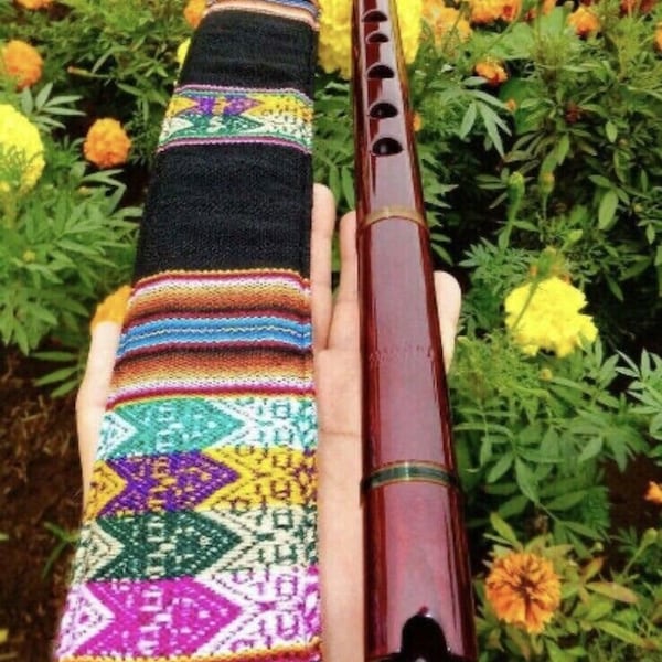 American Native Style Flute Tuned Sol with Hand Embroidered Case/Bag (Sol)