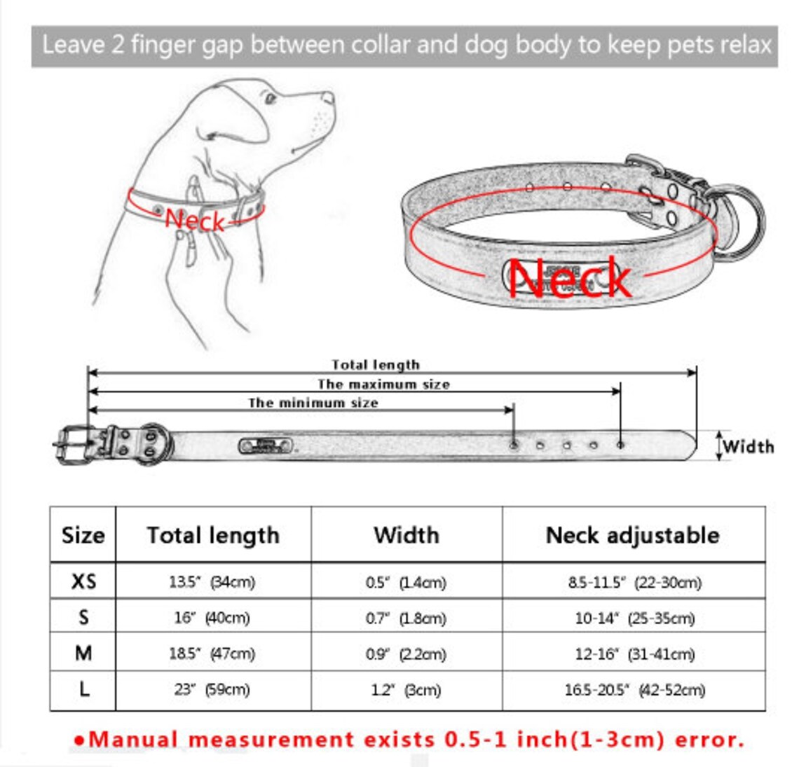 Personalized Pet Dog ID/Name Collar from Genuine Leather Etsy